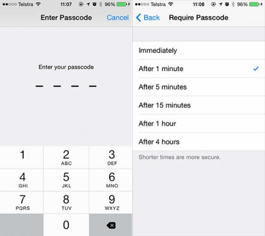 Je možné, že budete chtít změnit výchozí nastavení přístupového kódu nastavení systému iOS 7