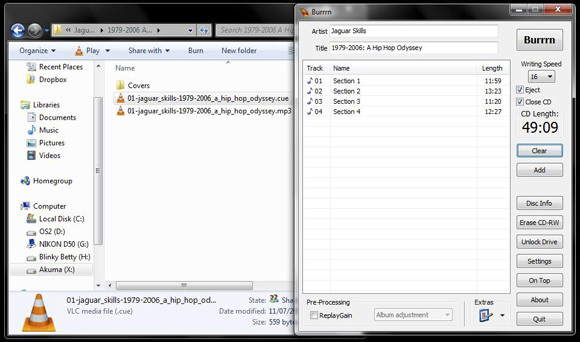 Burrrn - bezplatný nástroj pro vypalování zvukových CD z FLAC, OGG a MP3 a další vypalování