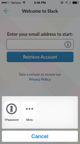 Slack 1Password extension