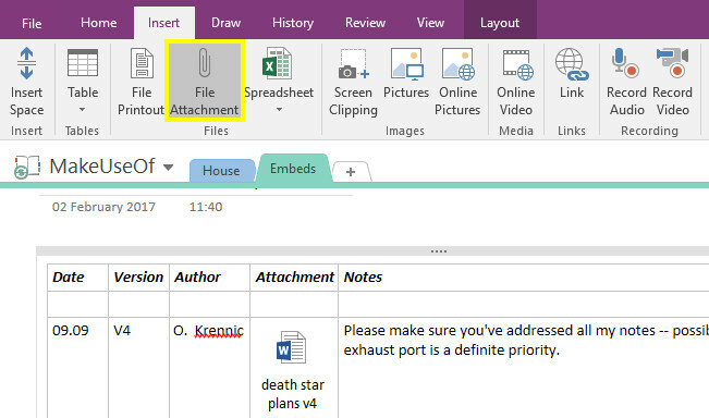 Vložením média změníte OneNote na přílohu souboru Digital Scrapbook