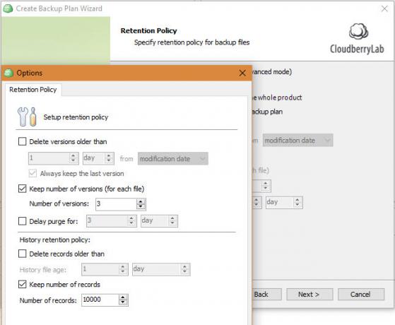 CloudBerry Backup chrání soubory ve Windows, Mac a Linux 10 CloudBerry Backup Retention