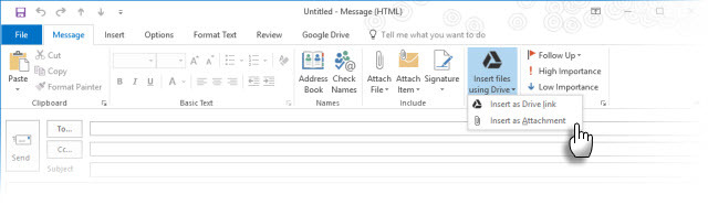 Google Drive Plug-in s Microsoft Outlook