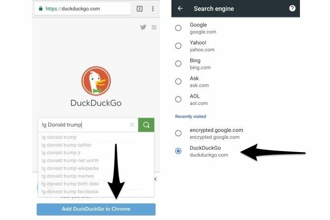 duckduckgo bang chrome mobile