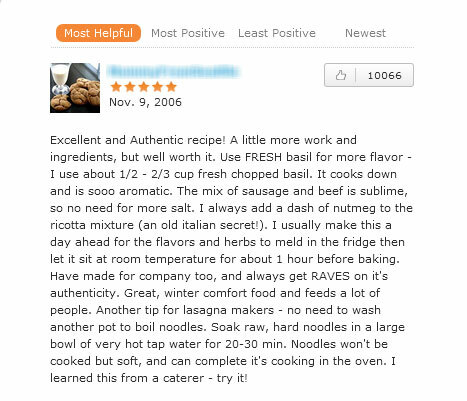 AllRecipes - užitečná recenze