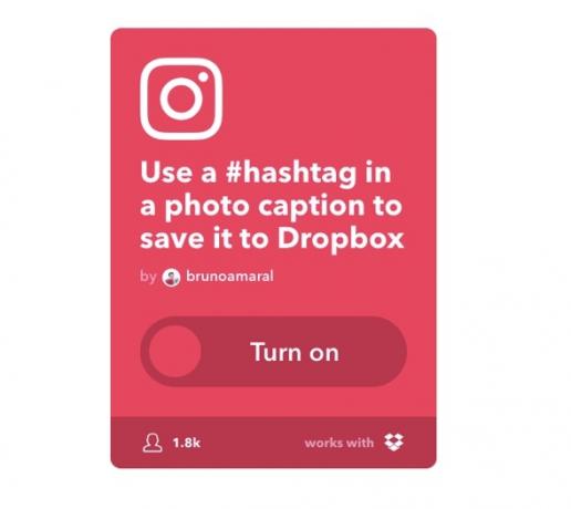 Applet IFTTT - Instagram do Dropboxu