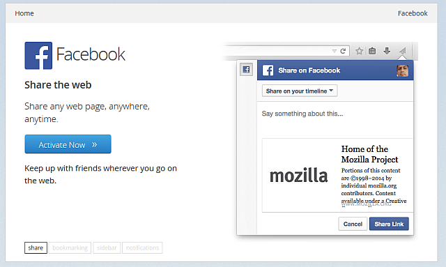 Seznamte se s Firefoxem Hello Video Chat a Firefox Marketplace v novém Firefoxu 35 Firefox 35 Firefox Sdílet jediné tlačítko pro sociální záložky a sdílení facebook 640x383