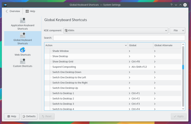 Nastavení systému LinuxShortcuts-KDE-System