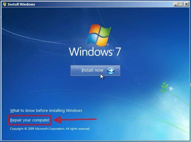 Úvodní obrazovka systému Windows 7