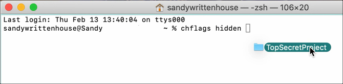 Terminál Skrýt soubor v systému Mac