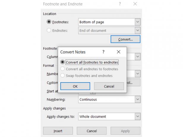 Převést všechny poznámky pod čarou na poznámky v aplikaci Word