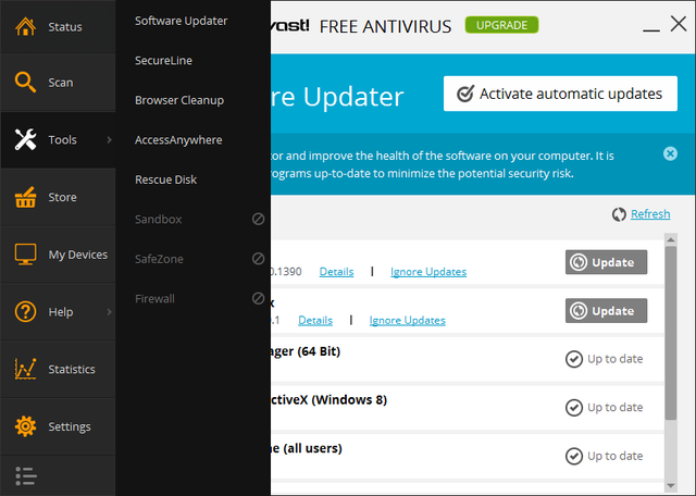 Avast - Nástroje