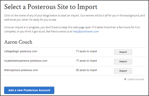 Váš průvodce po poslední minutě, jak exportovat svůj posterózní blog, než se navždy zastaví po vybrání Vyberte importované stránky pro import