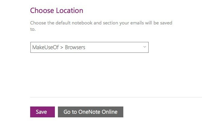 Vyberte možnost OneNote Save Location