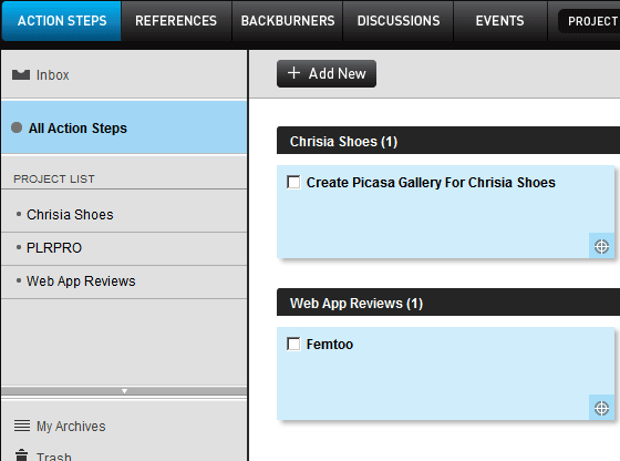 interaktivní projektový manažer