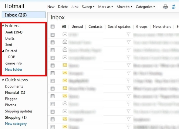 Snadno provedete kompletní přepracování složky Doručená pošta Hotmail a udržujte ji 17 složek zobrazení Doručená pošta
