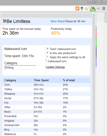 Limitless - rozbalovací nabídka podrobností (png)