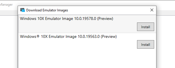 Windows 10x stáhnout obrázek emulátoru