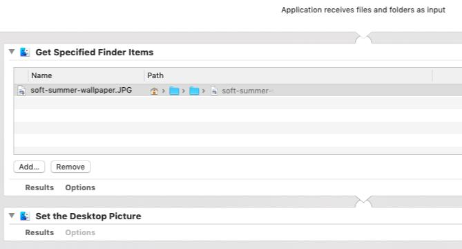 Aplikace Automator pro nastavení konkrétního obrázku na počítači Mac
