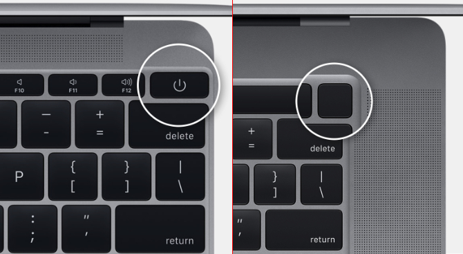 Tlačítko napájení MacBook
