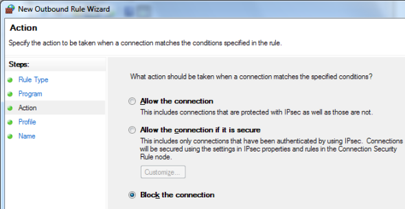 o Windows 7 firewall 