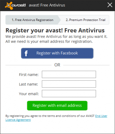 Avast - Registrace - Zadejte informace