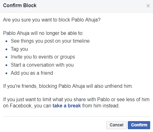 jak zablokovat člověka na facebooku