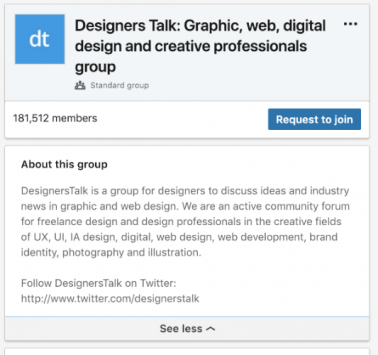 design diskuse příklad Linkedin group