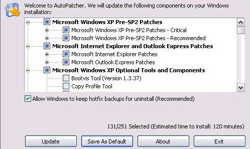 Screenshot aplikace Windows AutoPatcher