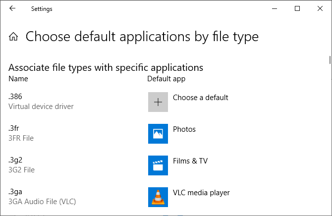 Windows 10 volí výchozí aplikace podle typu souboru