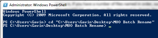 PowerShell Použijte příkaz cd