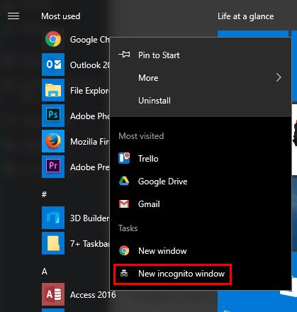 Jak spustit prohlížeč v soukromém režimu ve výchozím nastavení inkognito systému Windows