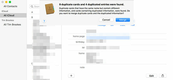 Sloučit duplicitní kontakty macOS